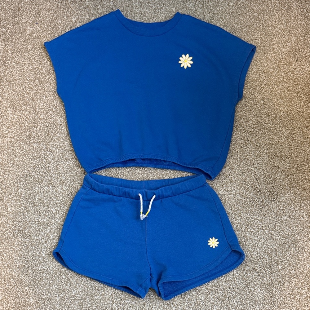 Cat & Jack Blue Athletic Shorts with Daisy Detail